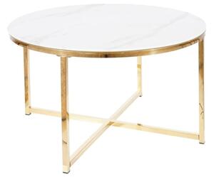 Tavolino da caffè Salma effetto marmo bianco/oro - H45 cm
