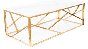 Tavolino da caffè Escada A II effetto marmo bianco/oro - H40