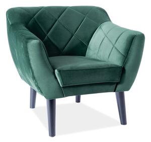 Poltrona Karo 1 in velluto verde - Blu78/wenge