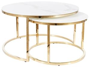 Set di Tavolini da caffè Muse in bianco/oro