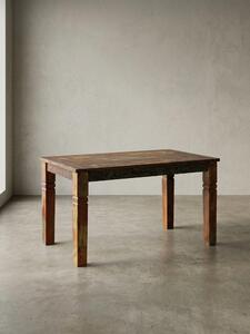 Tavolo da pranzo Kalkutta 120 x 70 x 76 cm, tavolo da pranzo in legno massello per 4-6 persone, tavolo da cucina in legno di barca shabby chic, tavolo da pranzo rettangolare