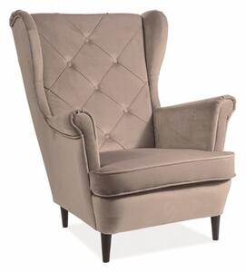 Poltrona Lady in velluto beige Blu28/wenge