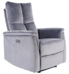 Poltrona reclinabile imbottita Neptun in velluto grigio - H96