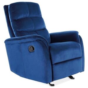 Poltrona reclinabile imbottita Jowisz in velluto blu - H102