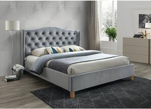 Letto Aspen imbottito in velluto grigio - Blu14 - 180 x 200 cm