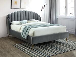 Letto Calabria imbottito in velluto grigio - 160 x 200 cm