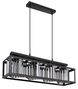 Lampada a sospensione in metallo nero, cristalli di vetro fumé H 120 cm