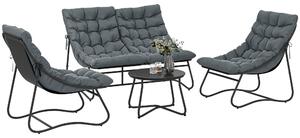 Set di mobili da giardino Outsunny in acciaio, per 4 persone, resistente alle intemperie, set di mobili da balcone con divano