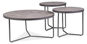 Set di 3 Tavolini da caffè Demeter in grigio/nero