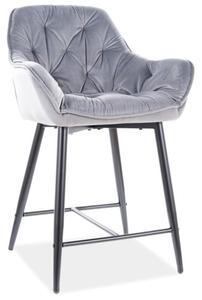 Sgabello da bar Cherry in velluto grigio - Blu14 H-2