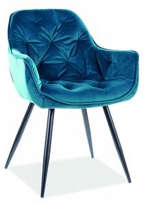 Sedia Cherry Blu85 in velluto turchese/nero