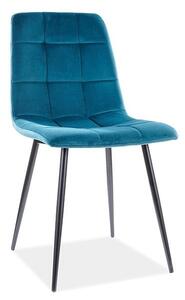 Sedia Mila in velluto turchese/nero Blu85