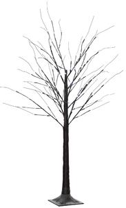 HOMCOM Albero artificiale da 150 cm, betulla con 96 LED, neve artificiale per feste, marrone