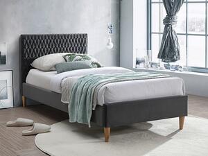 Letto Azurro imbottito in velluto grigio - Blu14 - 90x200 cm