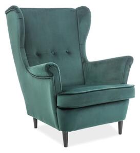 Poltrona Lord in velluto verde Blu78/wenge
