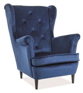 Poltrona Lady in velluto blu navy Blu86/wenge