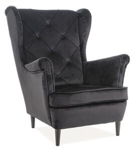 Poltrona Lady in velluto nero Blu19/wenge