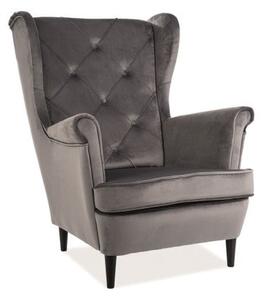 Poltrona Lady in velluto grigio Blu14/wenge