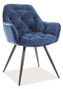 Sedia in velluto Cherry blu navy/nero Blu86