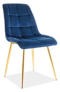 Sedia Chic in velluto blu navy/oro Blu86