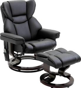 Poltrona massaggiante 700-116V91BK, poltrona relax, con funzione massaggio, poggiapiedi reclinabile, in pelle artificiale, 79 x 82 x 101 cm