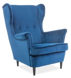 Poltrona Lord in velluto blu navy Blu86/wenge