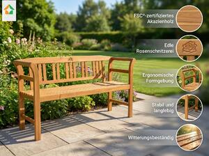 Panca da giardino per 3 persone, realizzata in legno di acacia, dimensioni approssimative: 157 x 49 x 82 cm - Colore: rosa