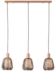 Lampada a sospensione Brilliant Wallace a 3 luci, color caffè scuro, metallo/legno marrone, 3x A60, E27, 40 W