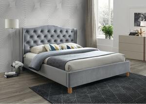 Letto Aspen imbottito in velluto grigio - Blu14 - 160x200 cm