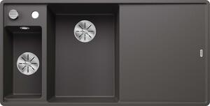 BLANCO AXIA III 6 S-F, SILGRANIT® PuraDur®, grigio roccia, vasca a sinistra, con tagliere in legno