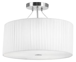 Lampada da soffitto Globo, struttura in metallo nichel opaco, paralume plissettato bianco, vetro trasparente, diametro: 450 mm, altezza: 360 mm, esclusa lampadina: 3 x E27 40W 230V