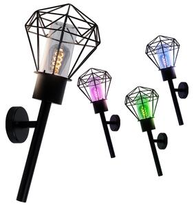 Lampada da parete a LED RGB, design a griglia, colore nero, altezza 28,5 cm