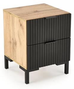 Comodino Nela in rovere artigianale/nero - L40 cm