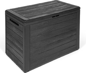 Scatola portaoggetti Kreher "Wood" in antracite, capacità 190 litri (aspetto legno)
