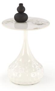 Tavolino da caffè Verde effetto marmo bianco / bianco - ø40/h52 cm
