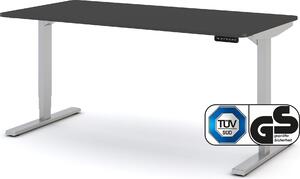 Scrivania ASSMANN regolabile elettricamente in altezza Y-Line Curved in alluminio bianco antracite, 160x80cm, funzione memoria, funzione motore a 2 ripiegamenti