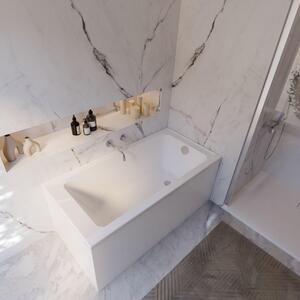 Vasca da bagno rettangolare Schulte modello Como, 140x70 cm, acrilico sanitario bianco, incl. piedistallo, scarico e troppopieno