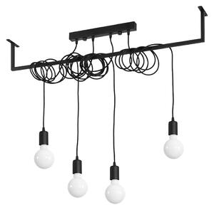 Lampada a sospensione, acciaio, nera, con altezza regolabile, lunghezza 100 cm
