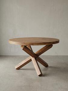 Tavolo da pranzo di design BOHA rotondo Ø 120 cm x 75 cm in legno massello di sheesham, tavolo da pranzo in stile rustico per 4 persone, tavolo da cucina per sala da pranzo marrone