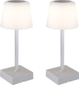 Lampada da tavolo a LED, 2 luci, argento, dimmer a sfioramento, batteria ricaricabile, H 25,5 cm
