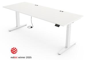 Scrivania regolabile in altezza Yaasa Desk Expert, elettrica, 200 x 80 cm, bianca/bianca – Stabilità di prima qualità, sistema di sollevamento automatico e passacavo