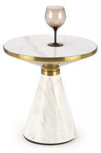 Tavolino da caffè Talbi effetto marmo bianco/bianco/oro - ø50/h52 cm
