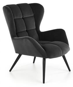 Poltrona Tyrion in velluto nero H91 cm