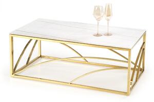 Tavolino da caffè rettangolare Universe 3 effetto marmo bianco/oro - L120 cm