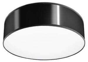 Lampada a soffitto, nera, in acciaio con rivestimento in PVC, rotonda, diametro 35 cm