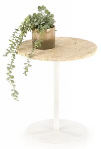Tavolino da caffè Traverso in travertino/bianco - ø40/h45 cm