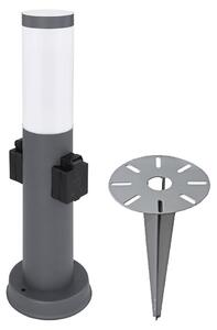 Lampada da zoccolo a LED, acciaio inox, 2x prese, H 45 cm