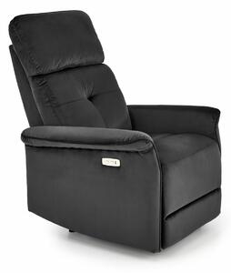 Poltrona reclinabile Semir in velluto nero - H108 cm