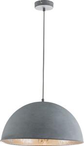 Lampada a sospensione Globo Lighting in metallo effetto cemento, opaca, argento metallizzato, cavo in tessuto grigio, ø: 410 mm, H: 1200 mm, lampadina esclusa (1x E27 60 W 230 V)