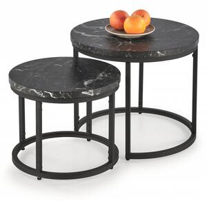 Set di 2 Tavolini da caffè Oreo effetto marmo nero - d43-53xh35-45 cm